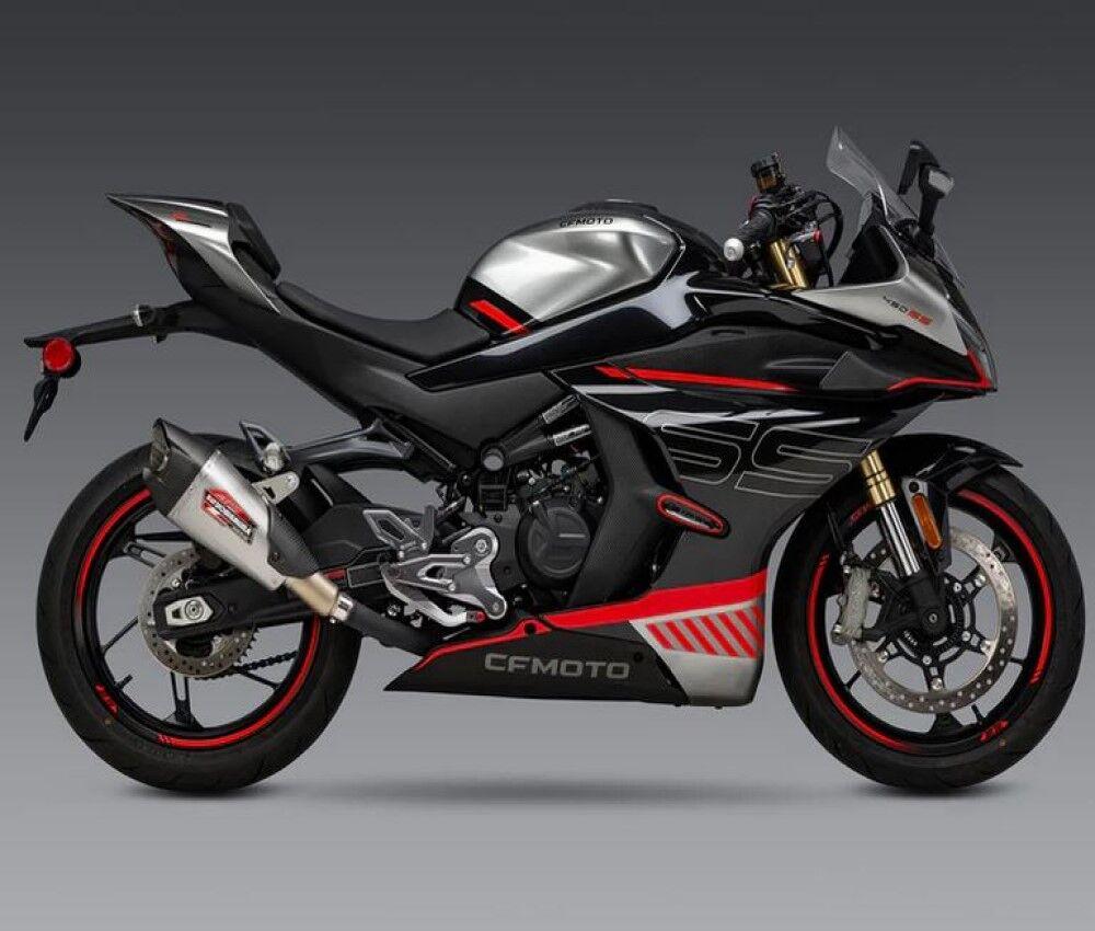 Yoshimura - CF MOTO 450SS 23-2024 / 450NK 2024 AT2 Stainless Slip-On Exhaust, w/ Stainless Muffler