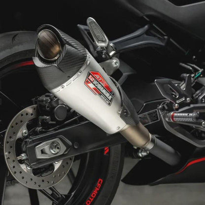 Yoshimura - CF MOTO 450SS 23-2024 / 450NK 2024 AT2 Stainless Slip-On Exhaust, w/ Stainless Muffler
