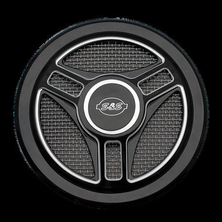 S&S Tri-Spoke Air Cleaner Cover In Gloss Black With Machined Highlights For All Stealth Applications